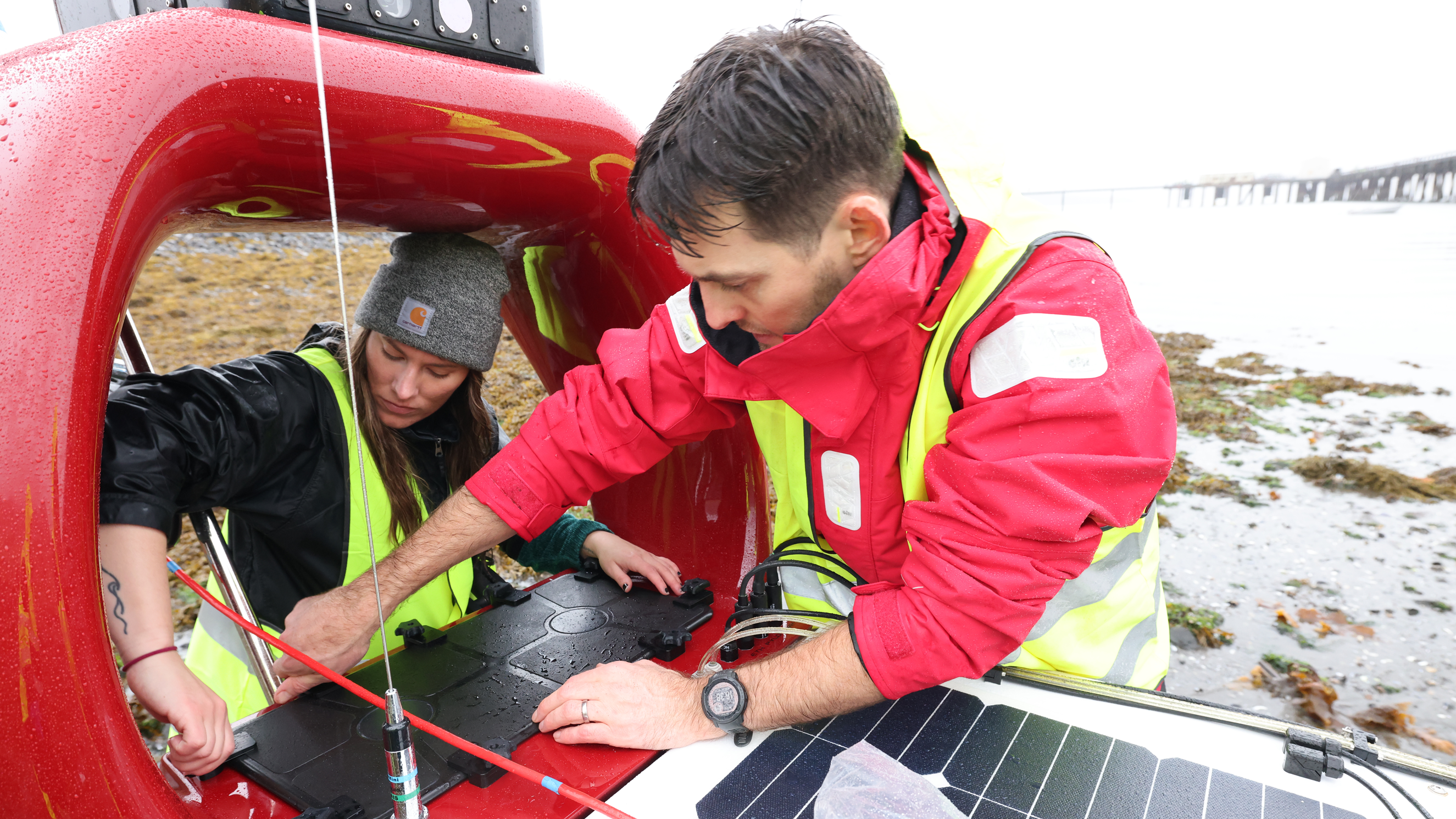 An unmanned surface vehicle is prepared to collect measurements during field research in Iceland. (Danny Gawlowski / Carbon to Sea)