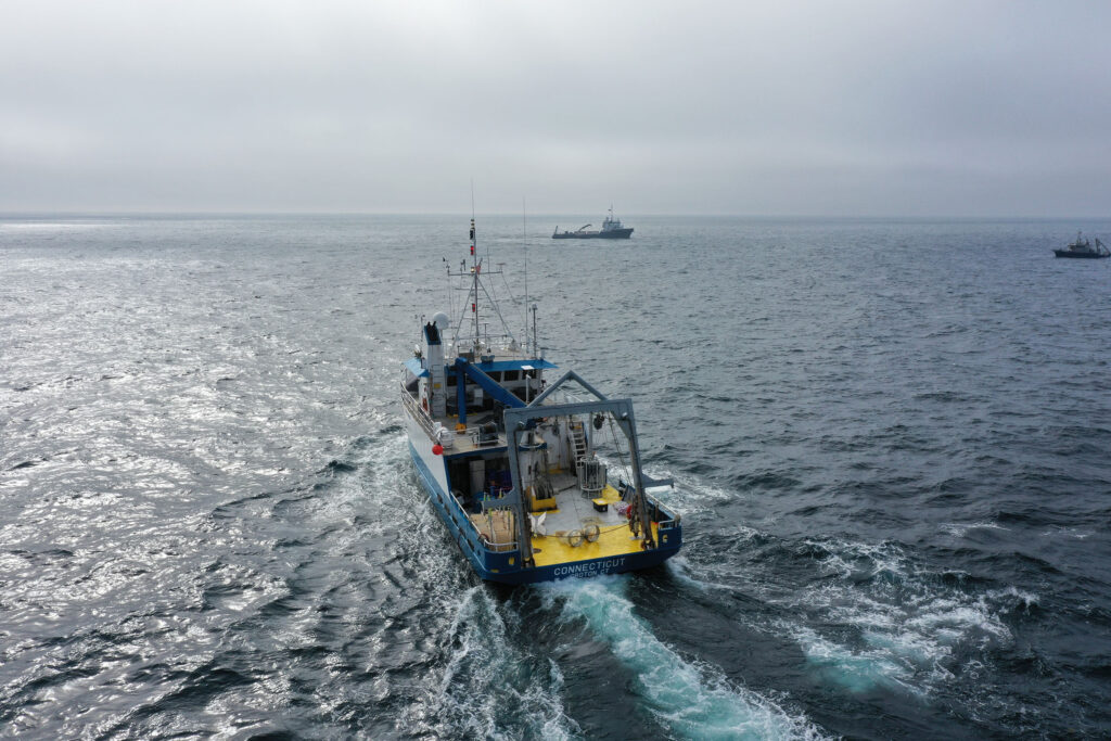 The research vessel Connecticut is deployed for field research in the Gulf of Maine as part of the LOC-NESS Project. (Daniel Cojanu / Woods Hole Oceanographic Institution)